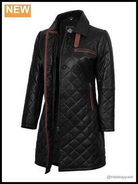 Real Lambskin Leather Long Coat Women's Car Coat Windproof